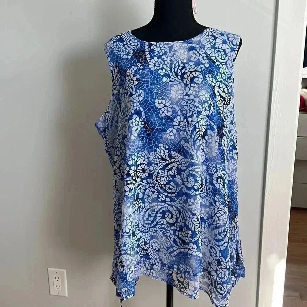 Blue sleeveless blouses by fever